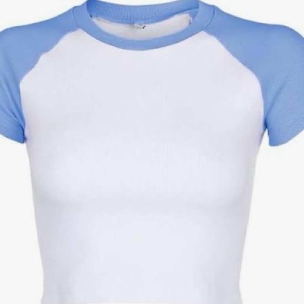 Divided White and Light Blue Tee